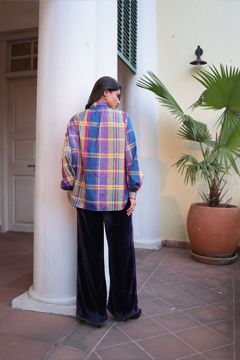 TIE BLOUSE SILK ON HAND-WOVEN FABRICS