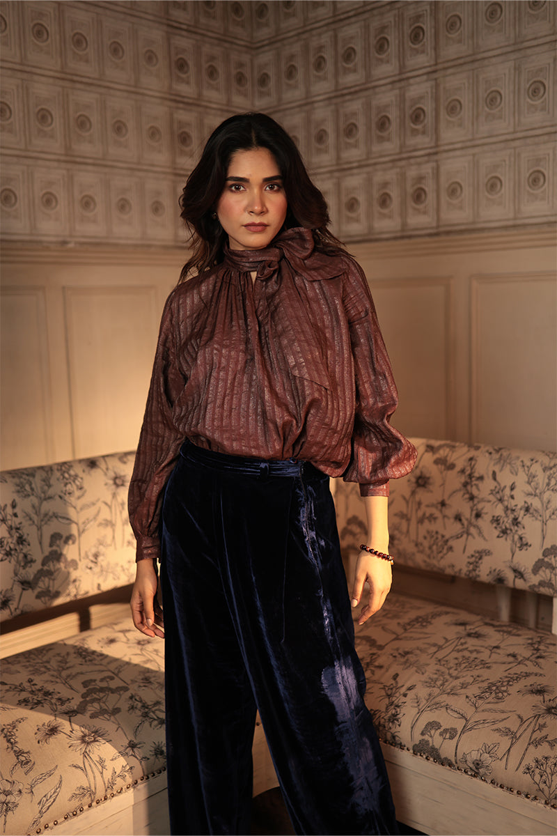 TIE BLOUSE SILK ON HAND-WOVEN FABRICS