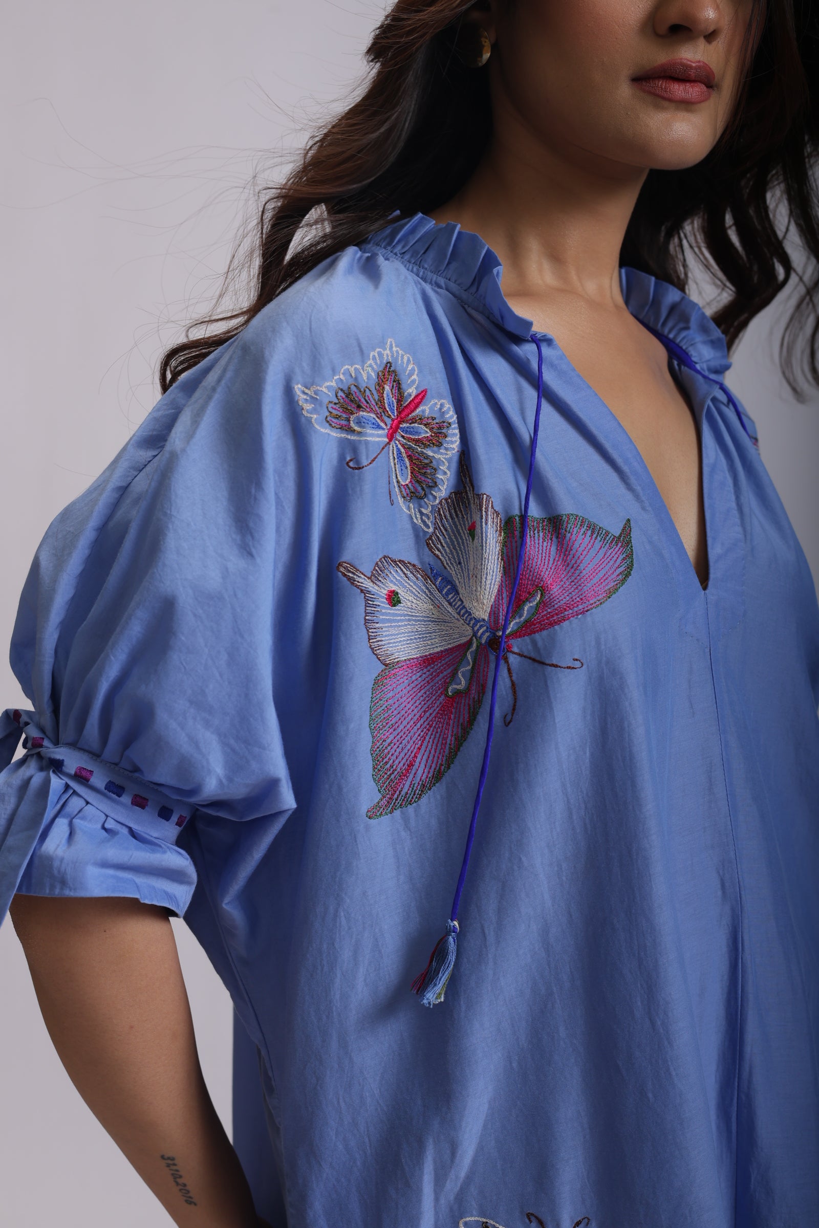 KYLIE SHIRT DRESS BIRD WING EMBROIDERY