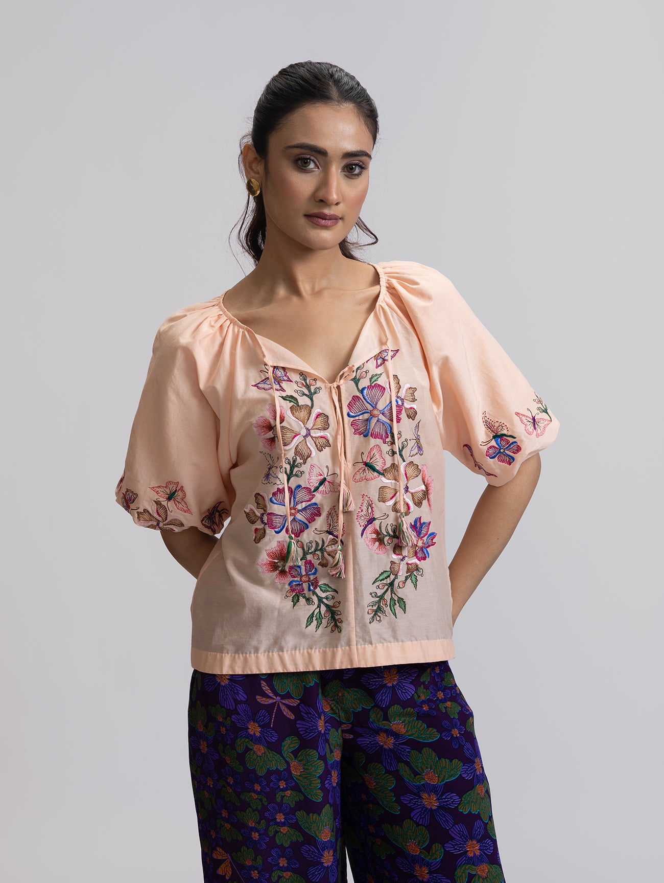 INA BLOUSE BANGALORE FLOWER EMBROIDERY