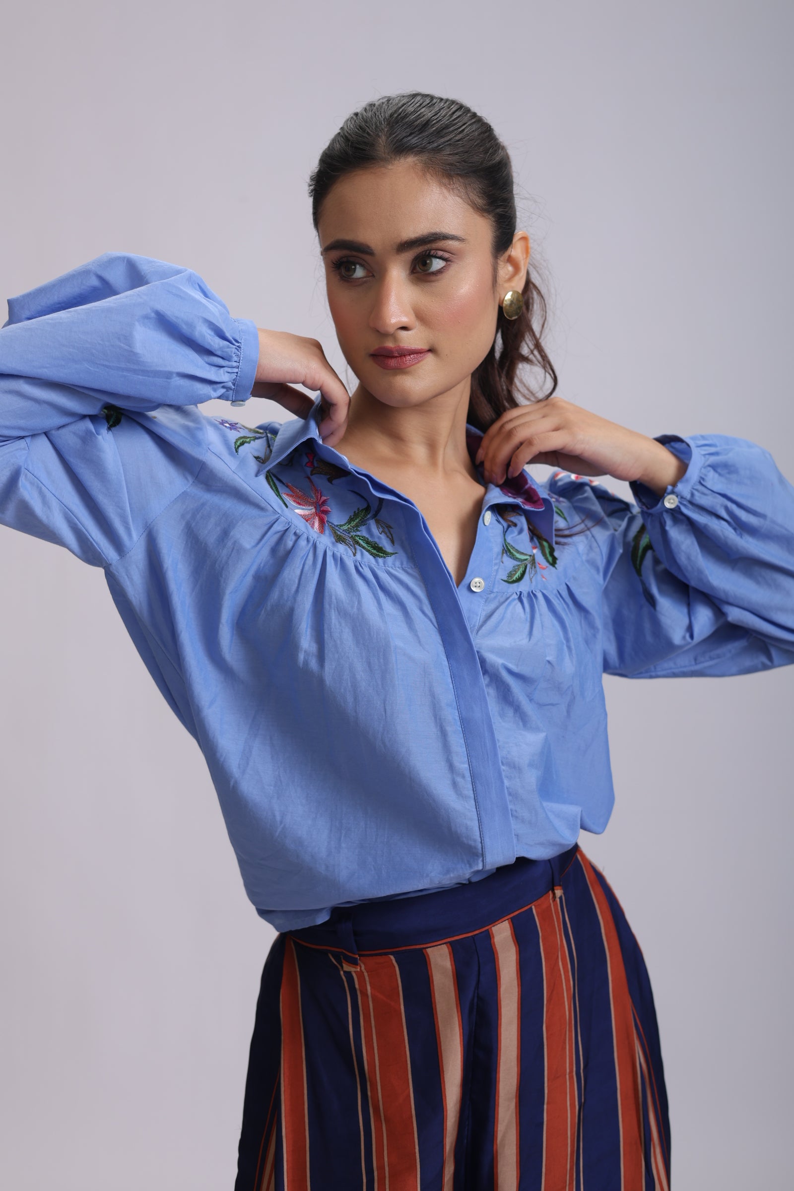 BIYANKA BLOUSE PANORAMA FLOWER EMBROIDERY