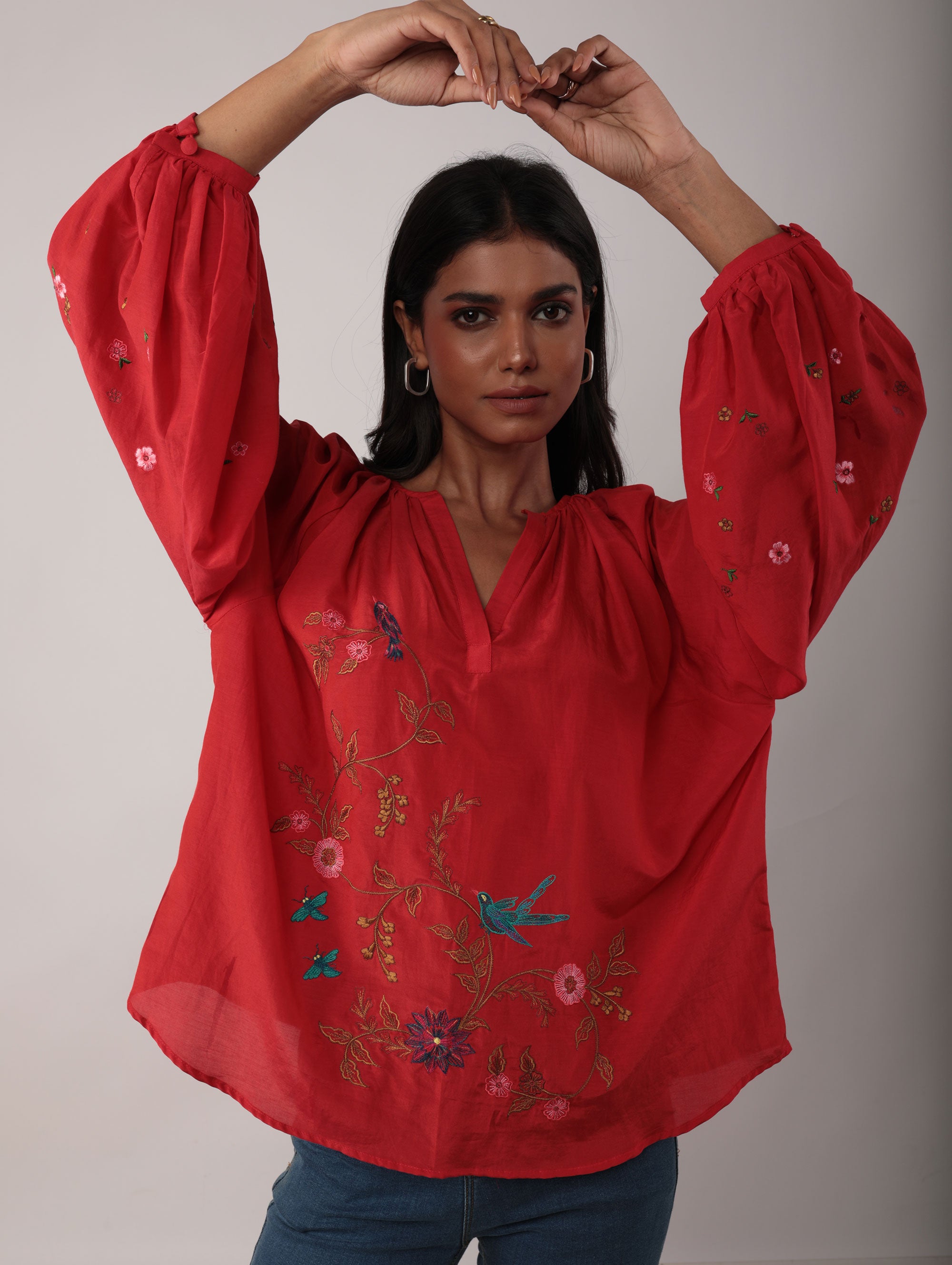 IRMA BLOUSE WITH BIRD EMBROIDERY