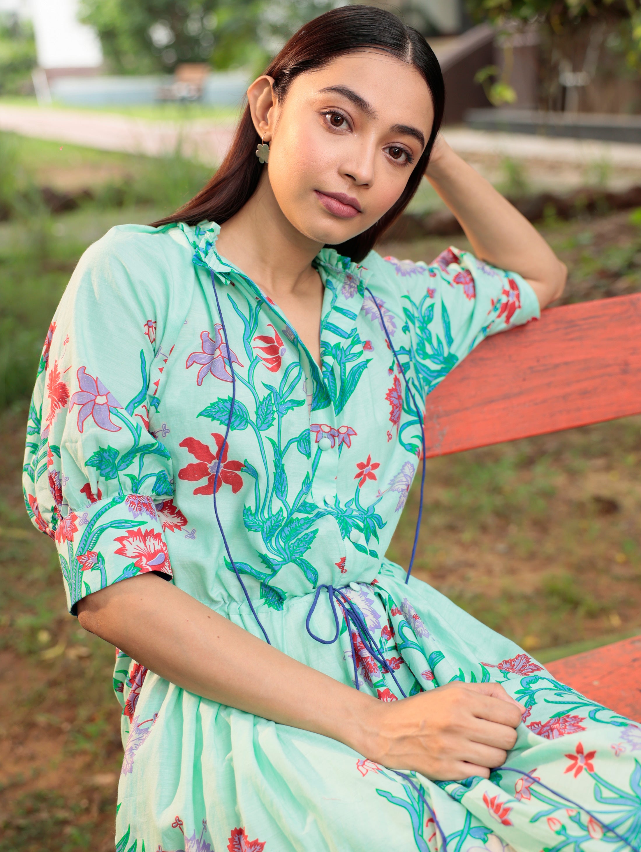 GAVIE DRESS IN PRINTED COTTON SILK