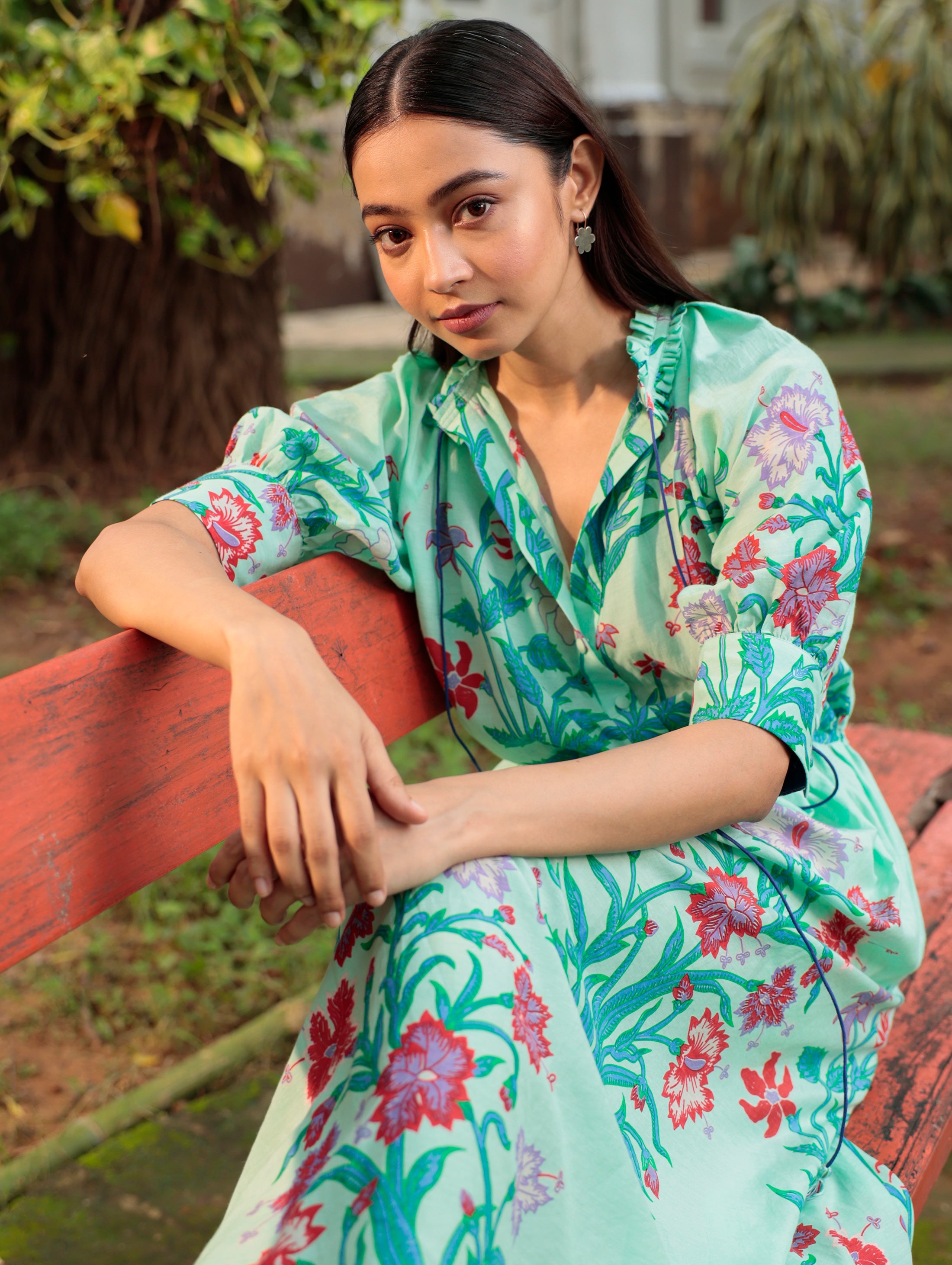 GAVIE DRESS IN PRINTED COTTON SILK