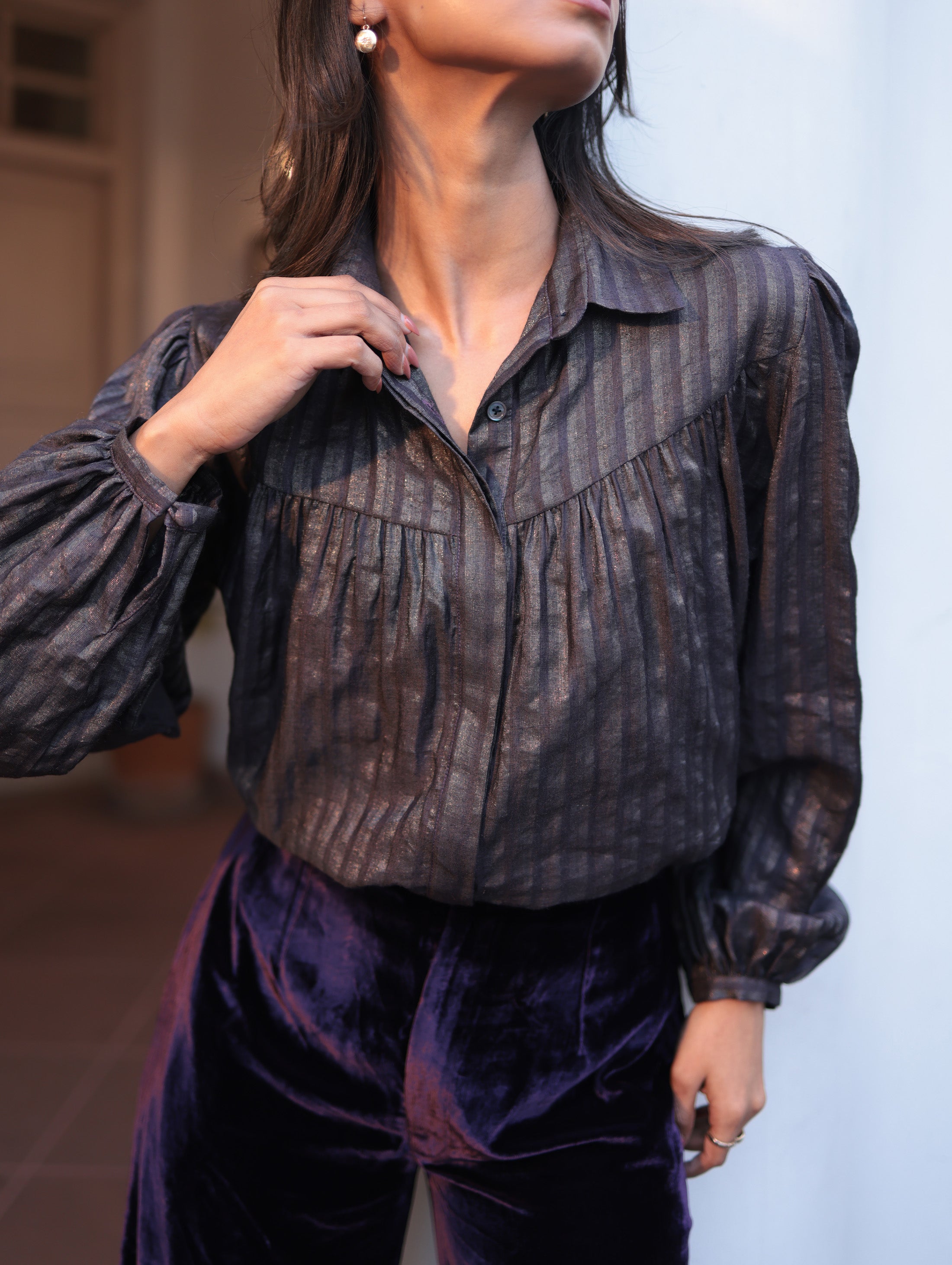 BIANKA BLOUSE IN SILK LAME