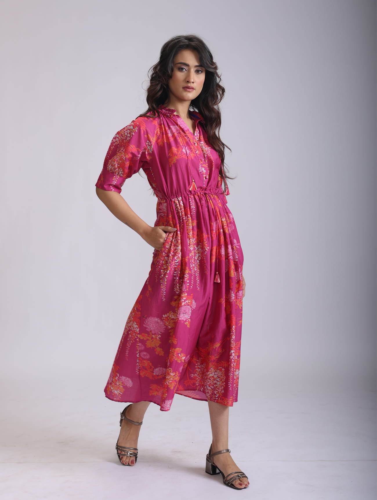 ROSE DRESS IN COTTON SILK