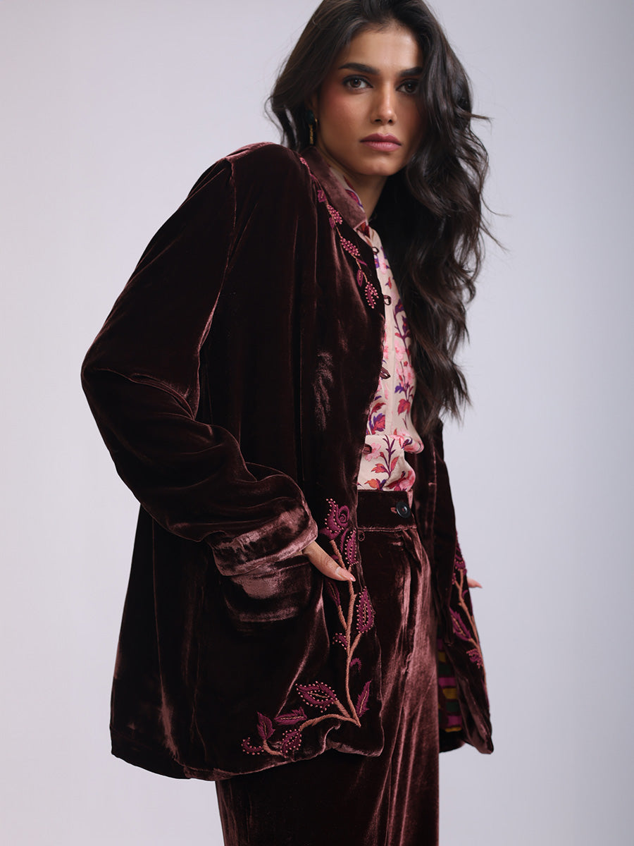 SAMEERA JACKET WITH GLOWING ROSE EMBROIDERY