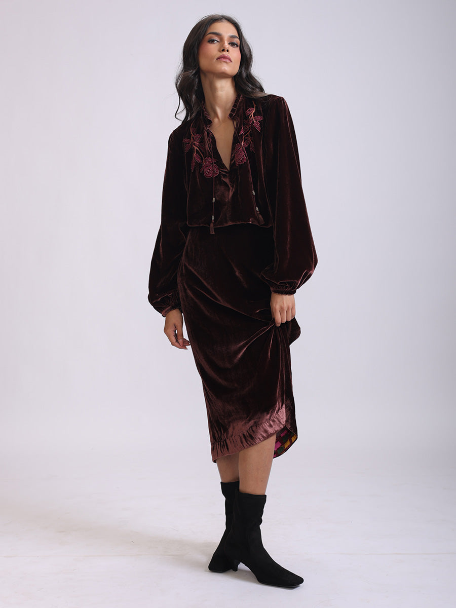 SILVIA BLOUSE WITH GLOW ROSE EMB