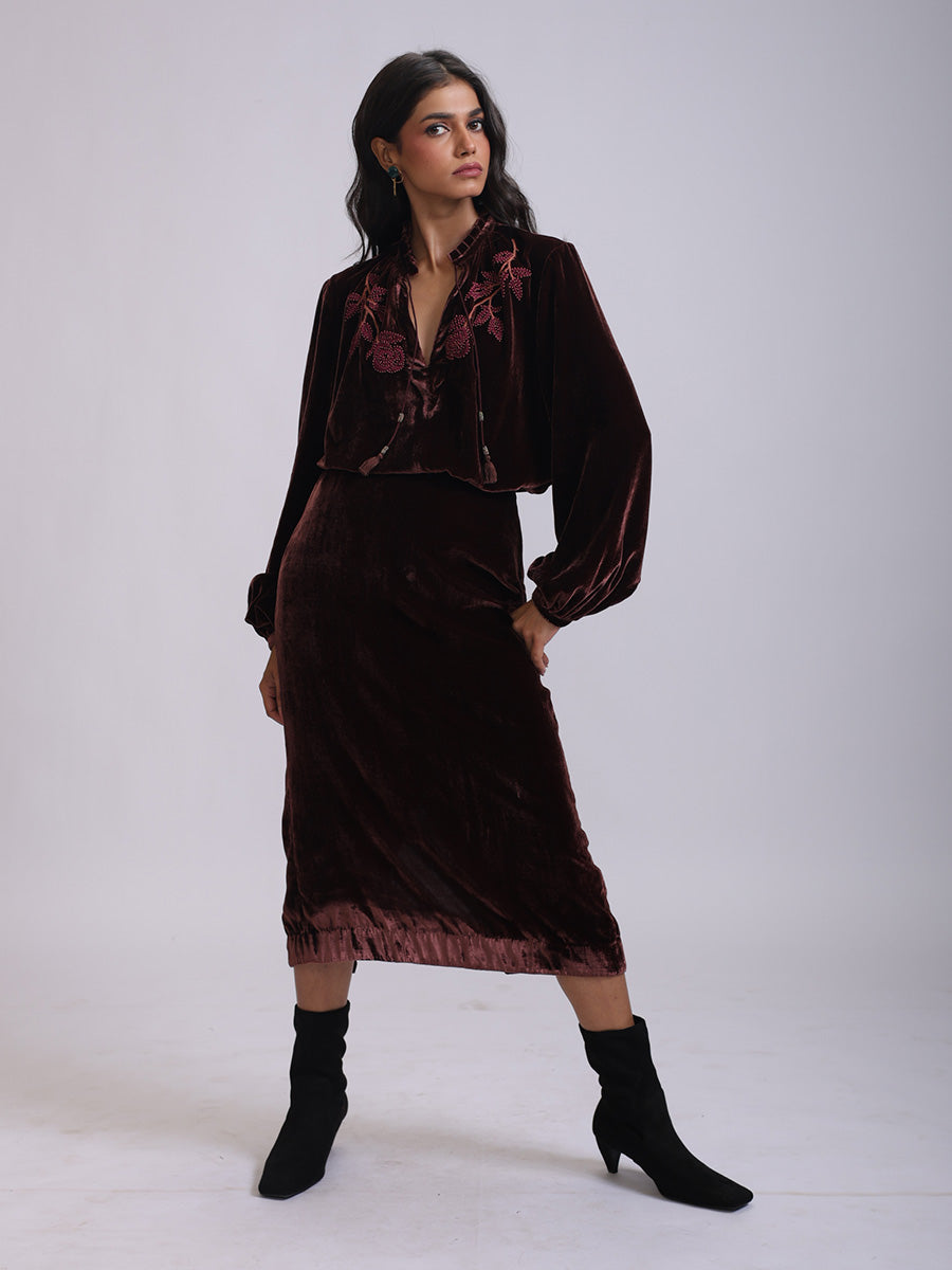 SILVIA BLOUSE WITH GLOW ROSE EMB