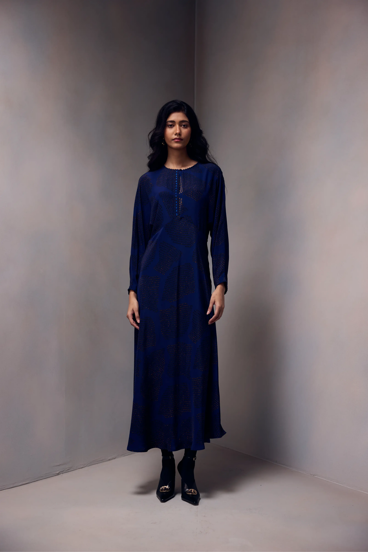 Sevina Dress In Printed Silk