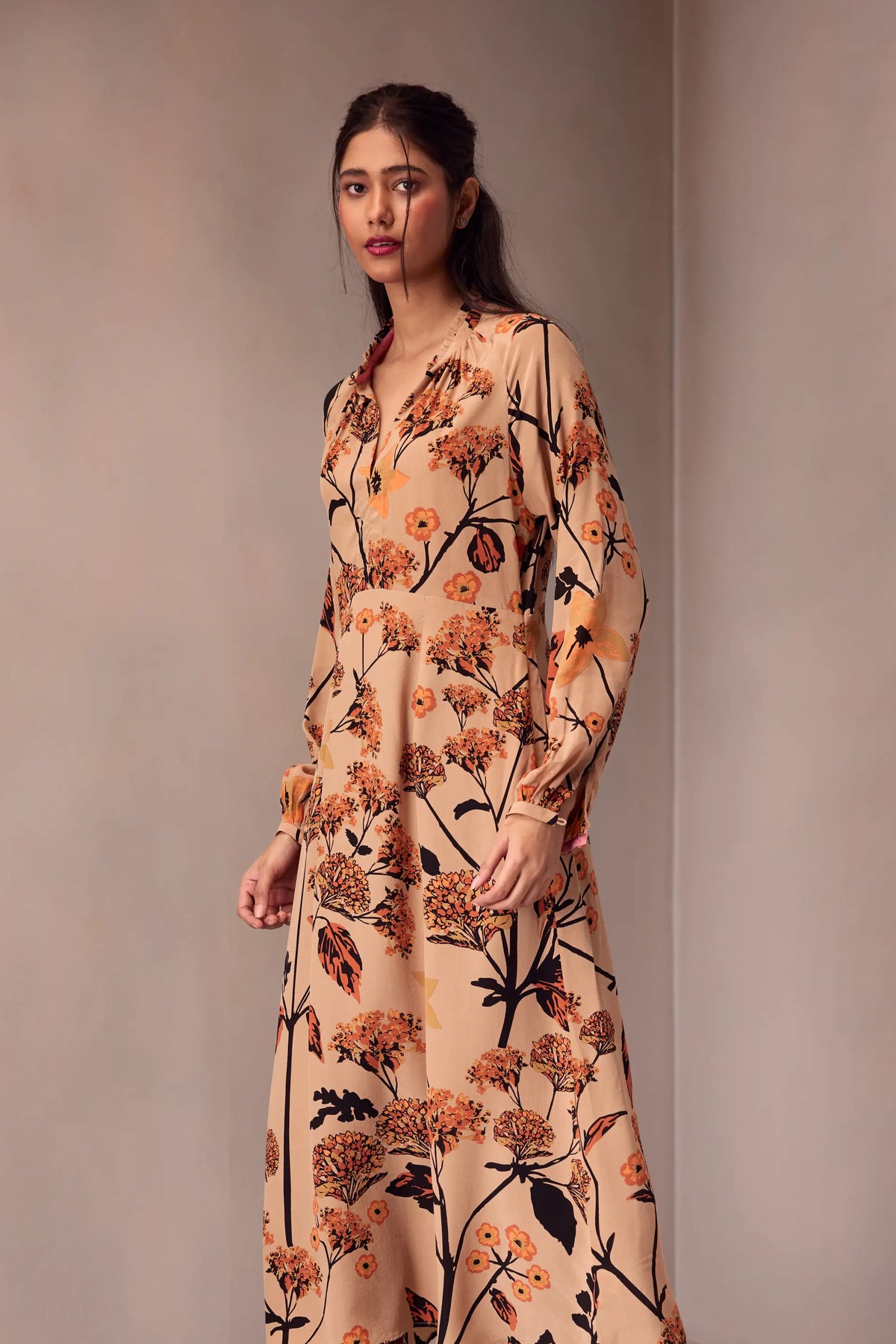 Veena Dress Long In Printed Silk MiDi length
