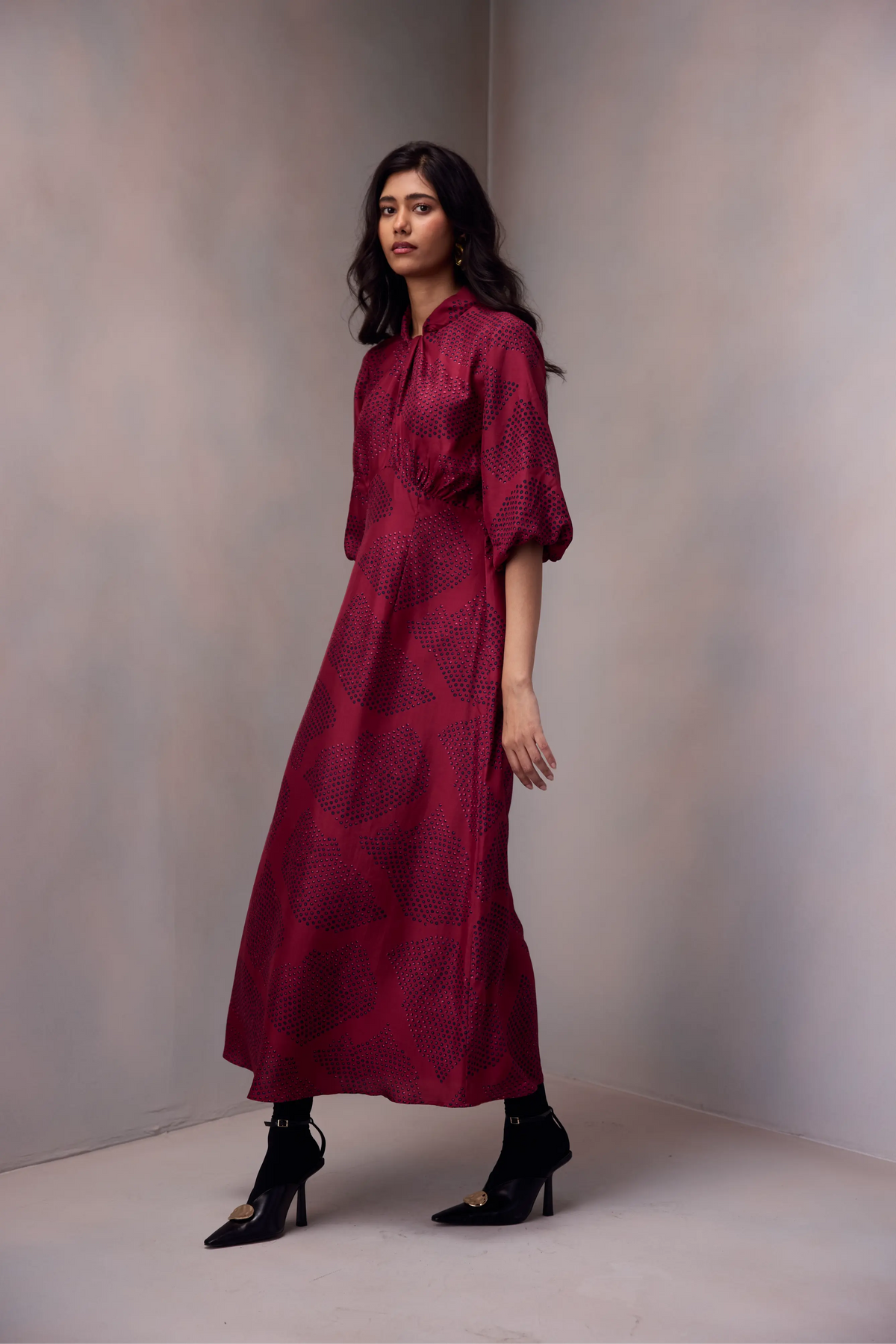 Nikita Dress Long in Printed Silk