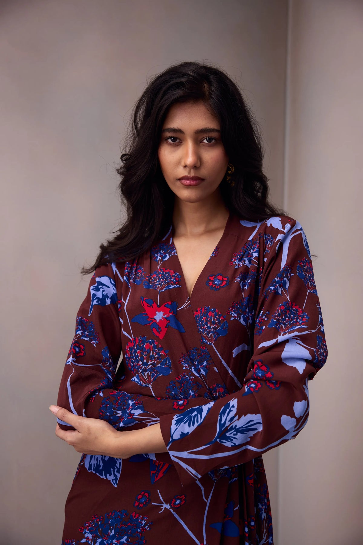 Clara Wrap Dress In Printed Silk