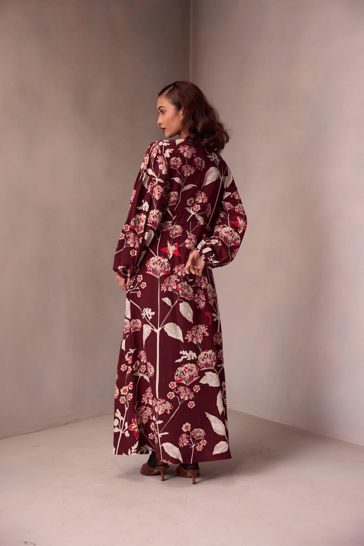 Victoria Dress Long In Printed Silk