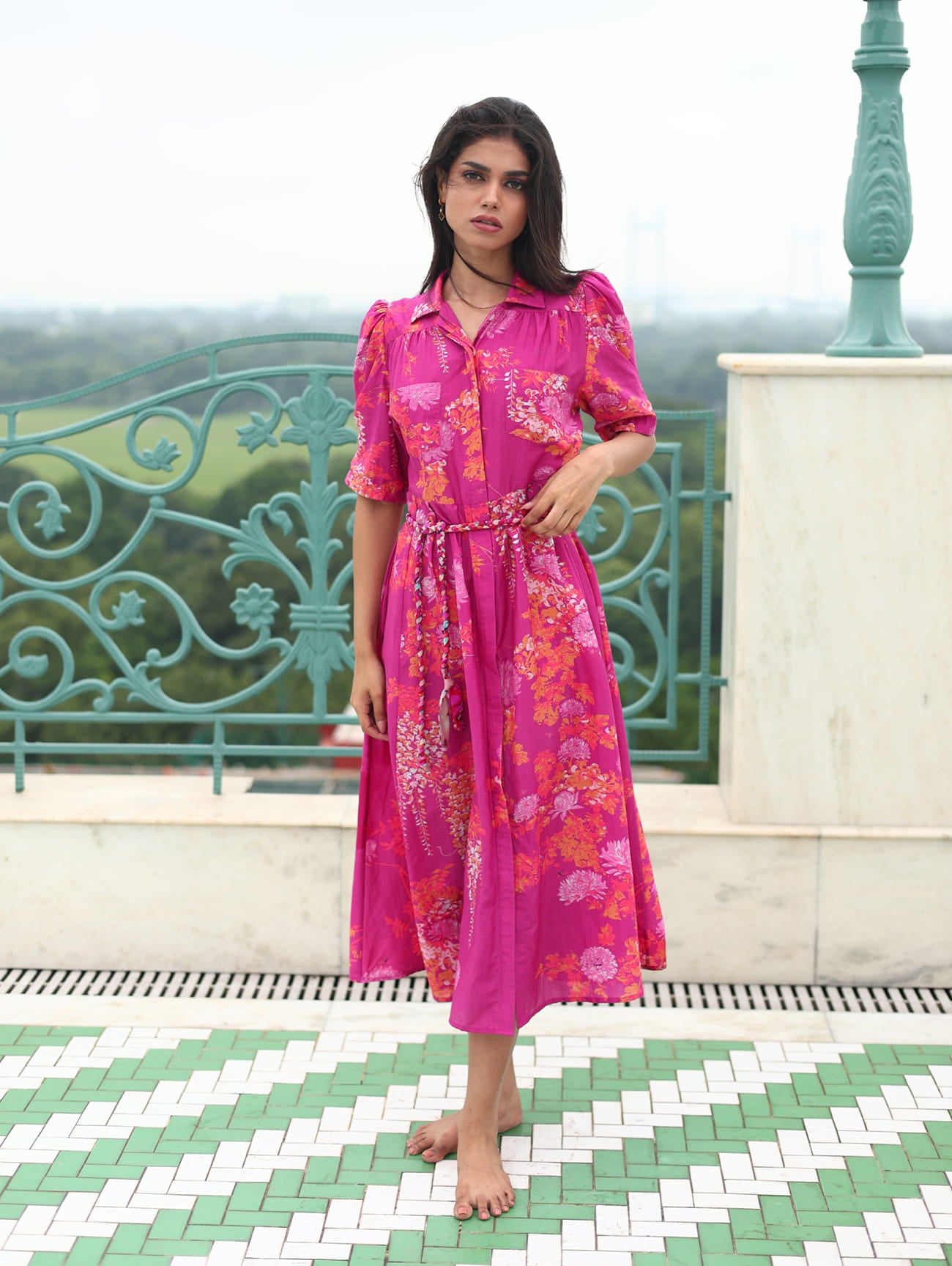 ROSE DRESS IN COTTON SILK