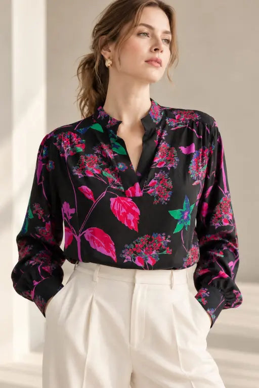 Ada Blouse In Printed Silk