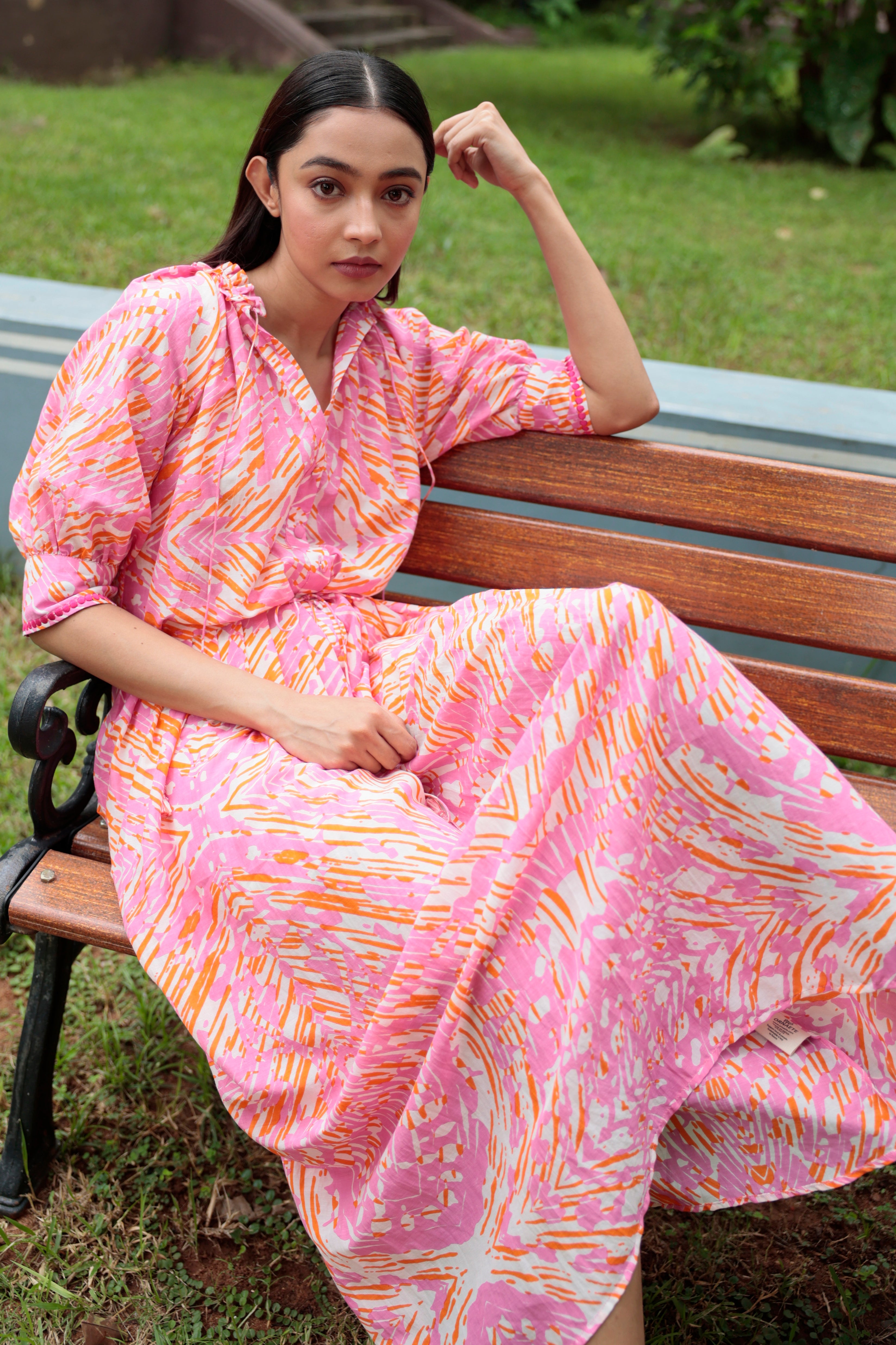 GAVIE DRESS IN PRINTED COTTON SILK