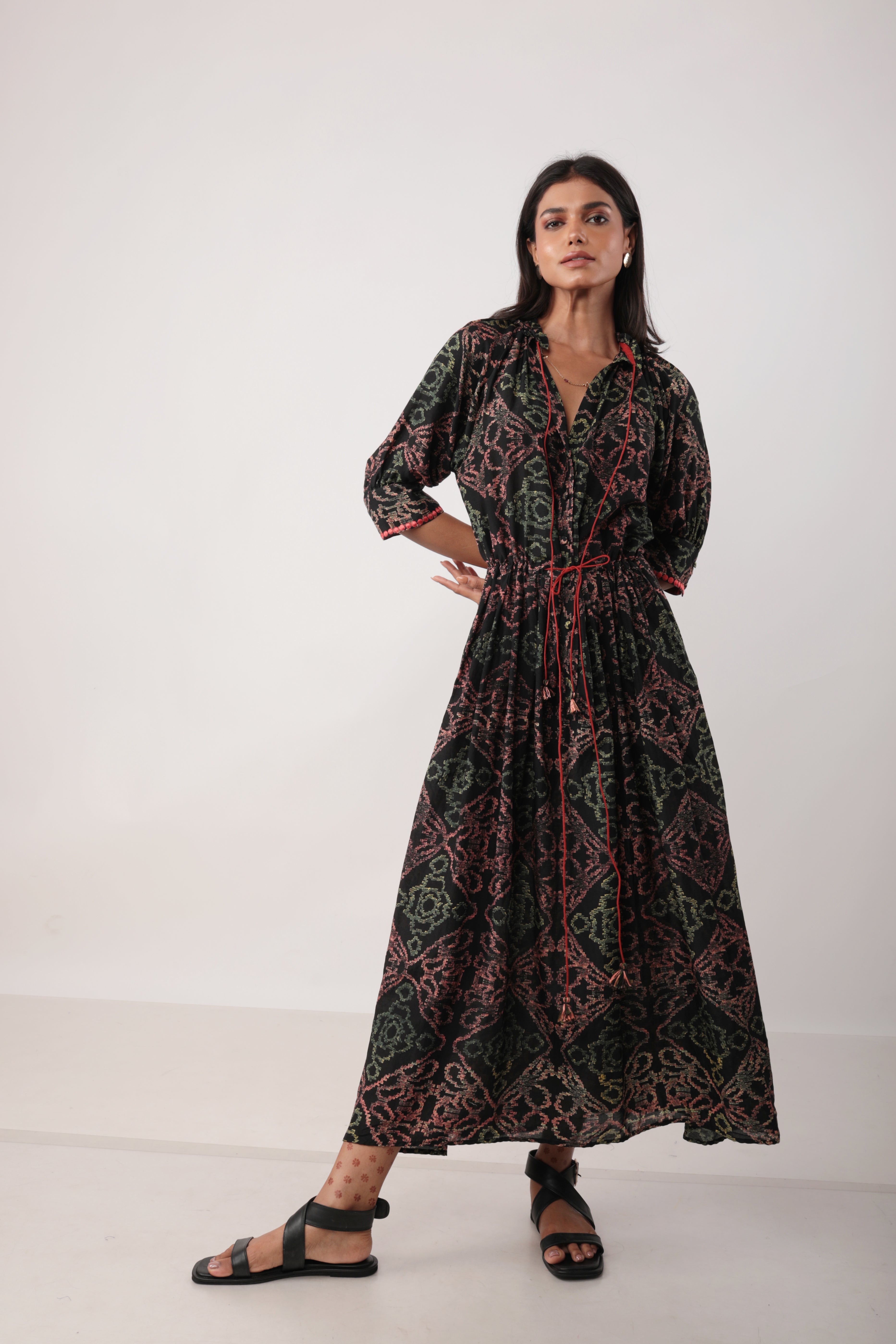 GAVIE DRESS IN PRINTED COTTON SILK
