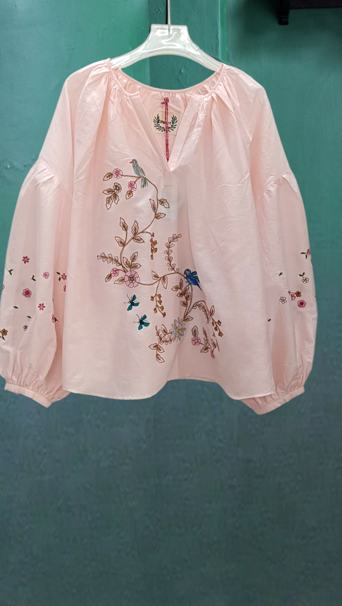 IRMA BLOUSE WITH BIRD EMBROIDERY