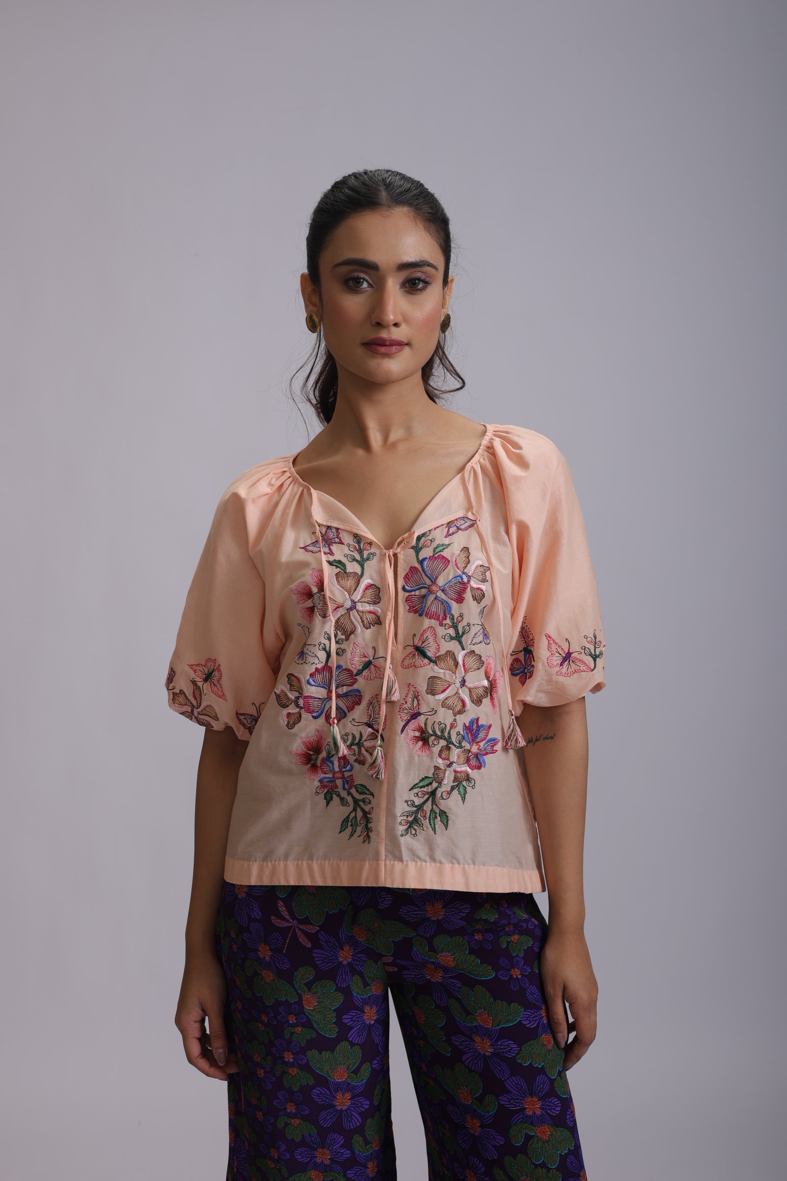 INA BLOUSE BANGALORE FLOWER EMBROIDERY