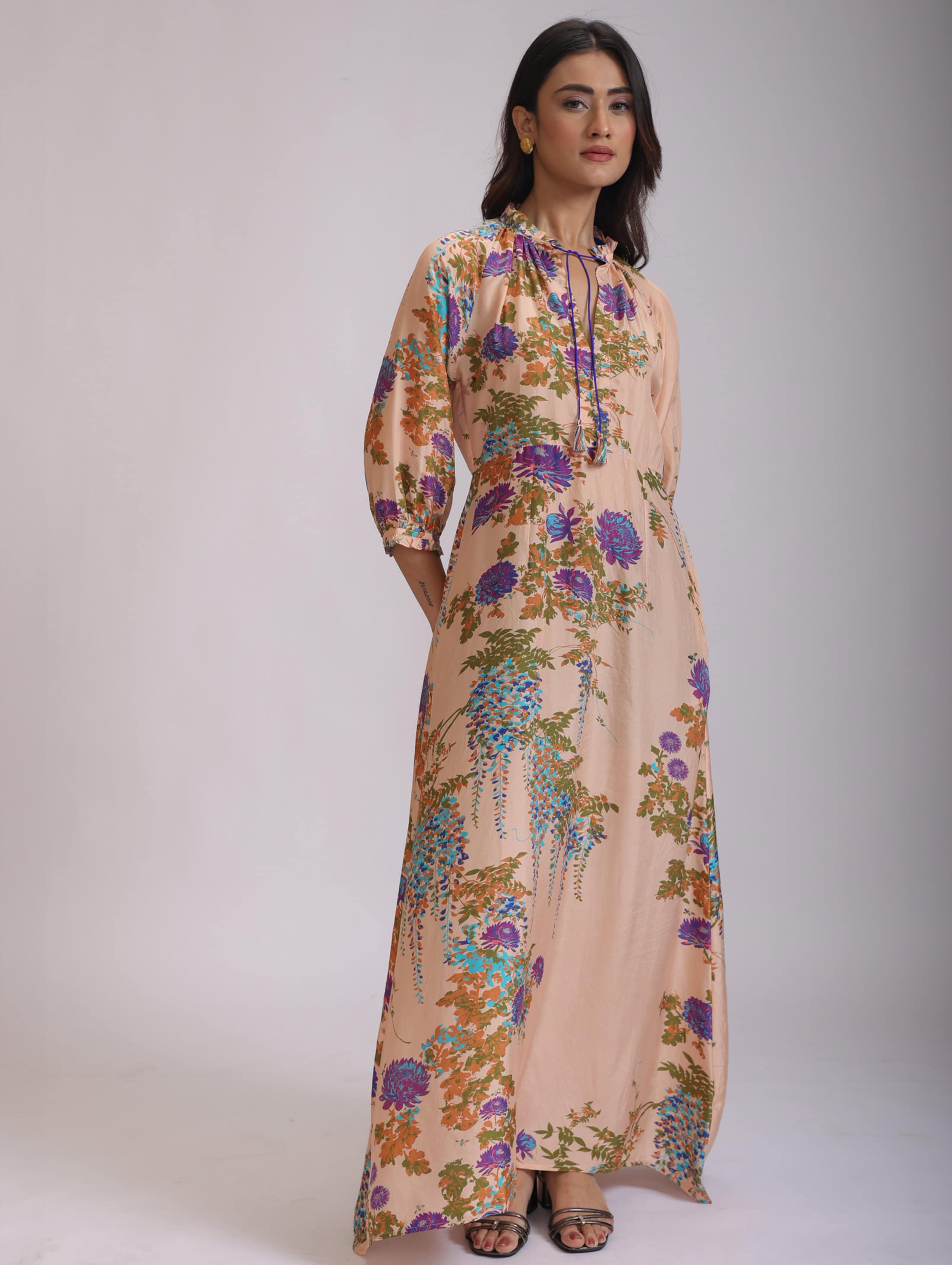 VEENA LONG SILK DRESS