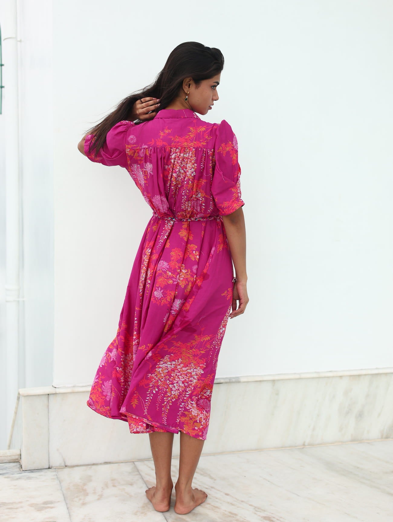 ROSE DRESS IN COTTON SILK