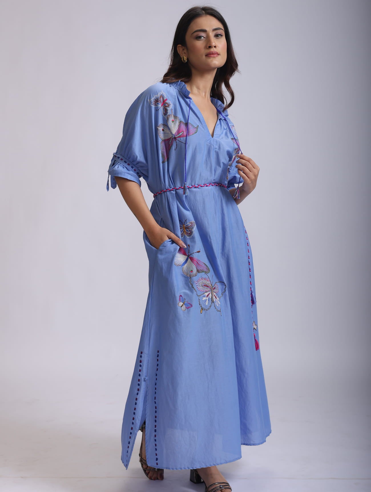 embroidered bird dress Kylie Shirt with Wing Embroidery Accessory size:Medium or casual gatherings group:K1954-PL womens sporty dress a