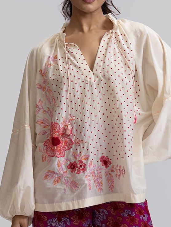 KAYA BLOUSE GLOBE LILY EMBROIDERY