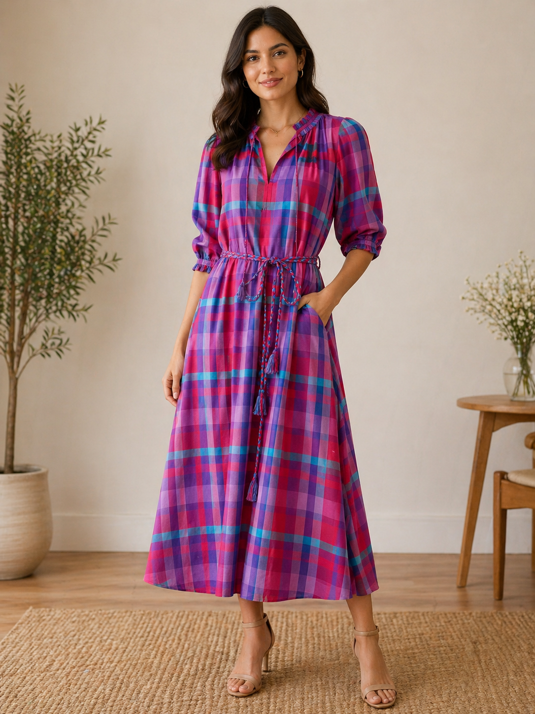 TULIP DRESS IN HANDLOOM SILK-COTTON