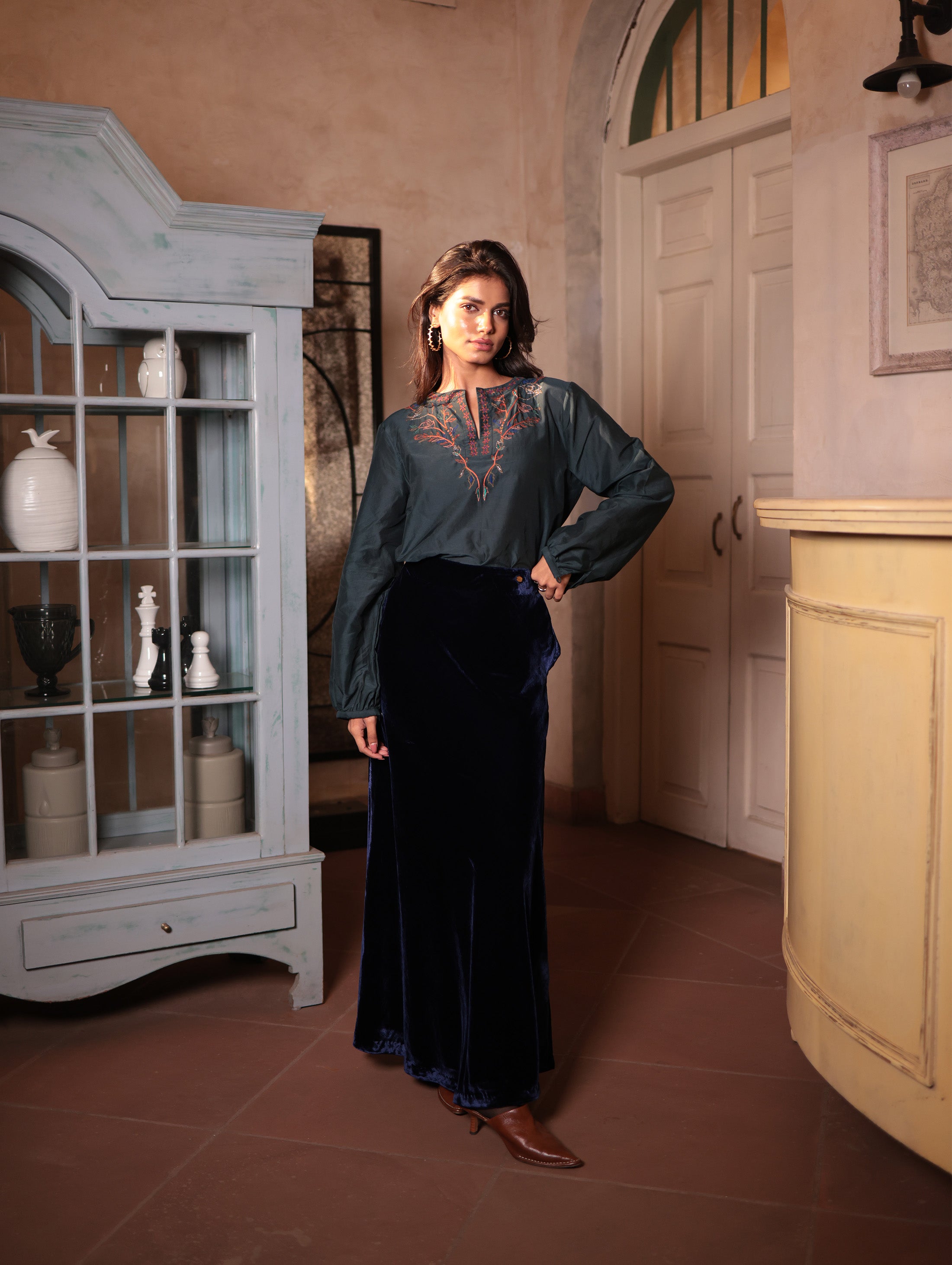 ELDA BLOUSE WITH JAAL EMBROIDERY