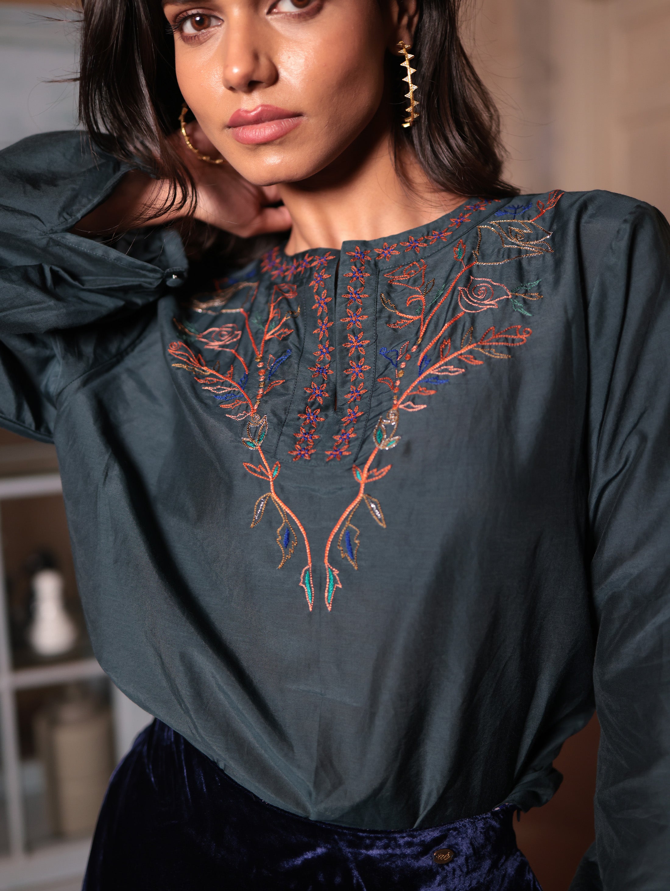 ELDA BLOUSE WITH JAAL EMBROIDERY
