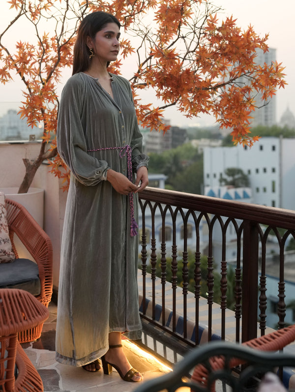 Boho Shirt Dress Silk Velvet