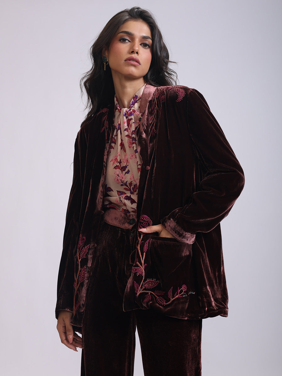 SAMEERA JACKET WITH GLOWING ROSE EMBROIDERY