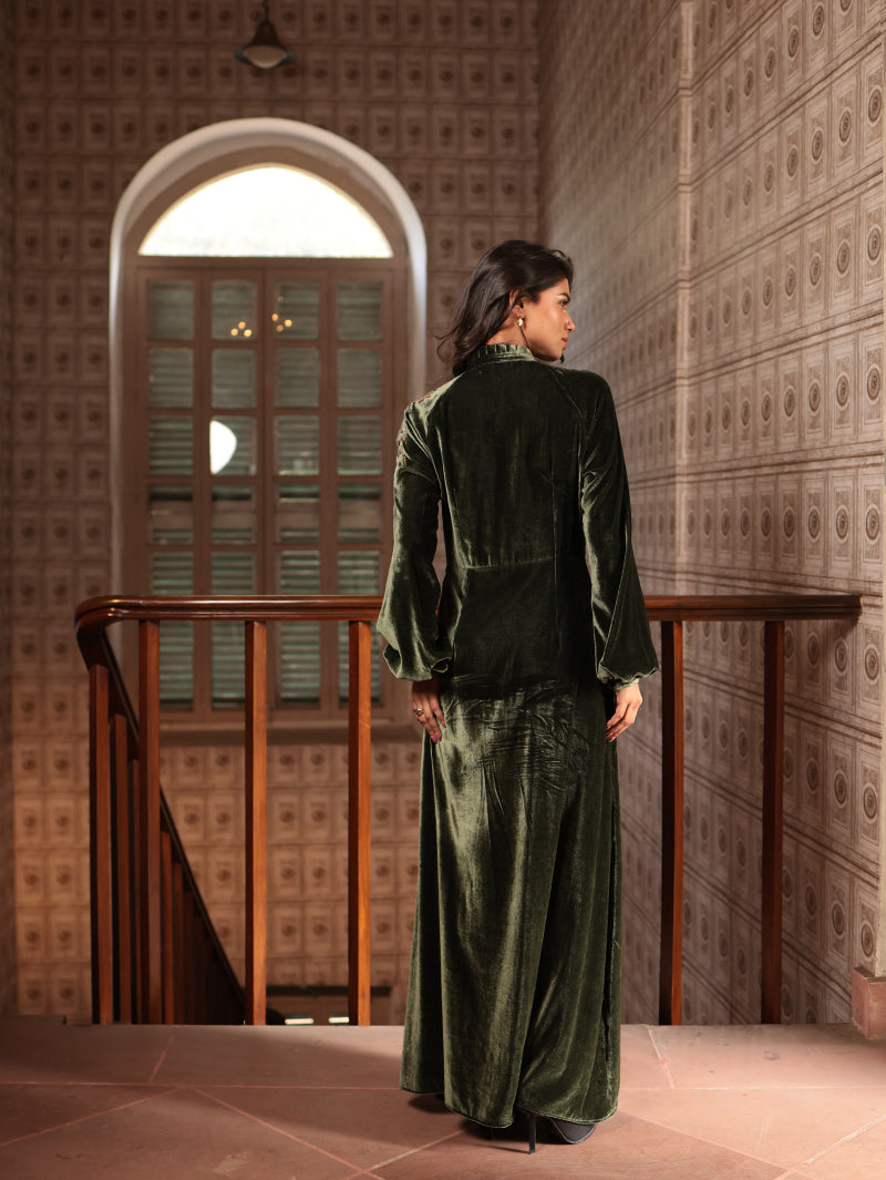 VEENA LONG DRESS WITH PARSI EMBROIDERY