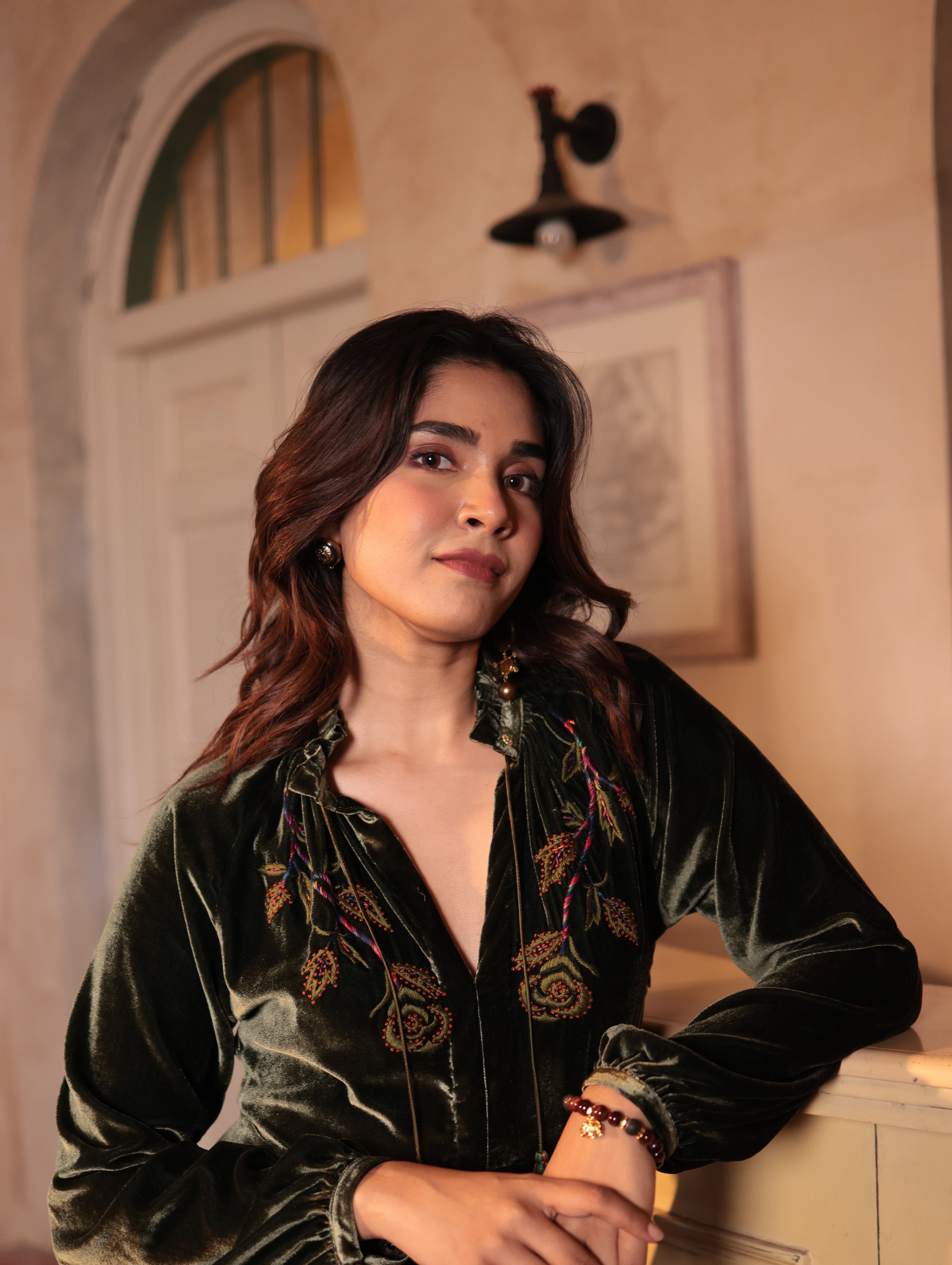 SILVIA BLOUSE WITH GLOW ROSE EMB