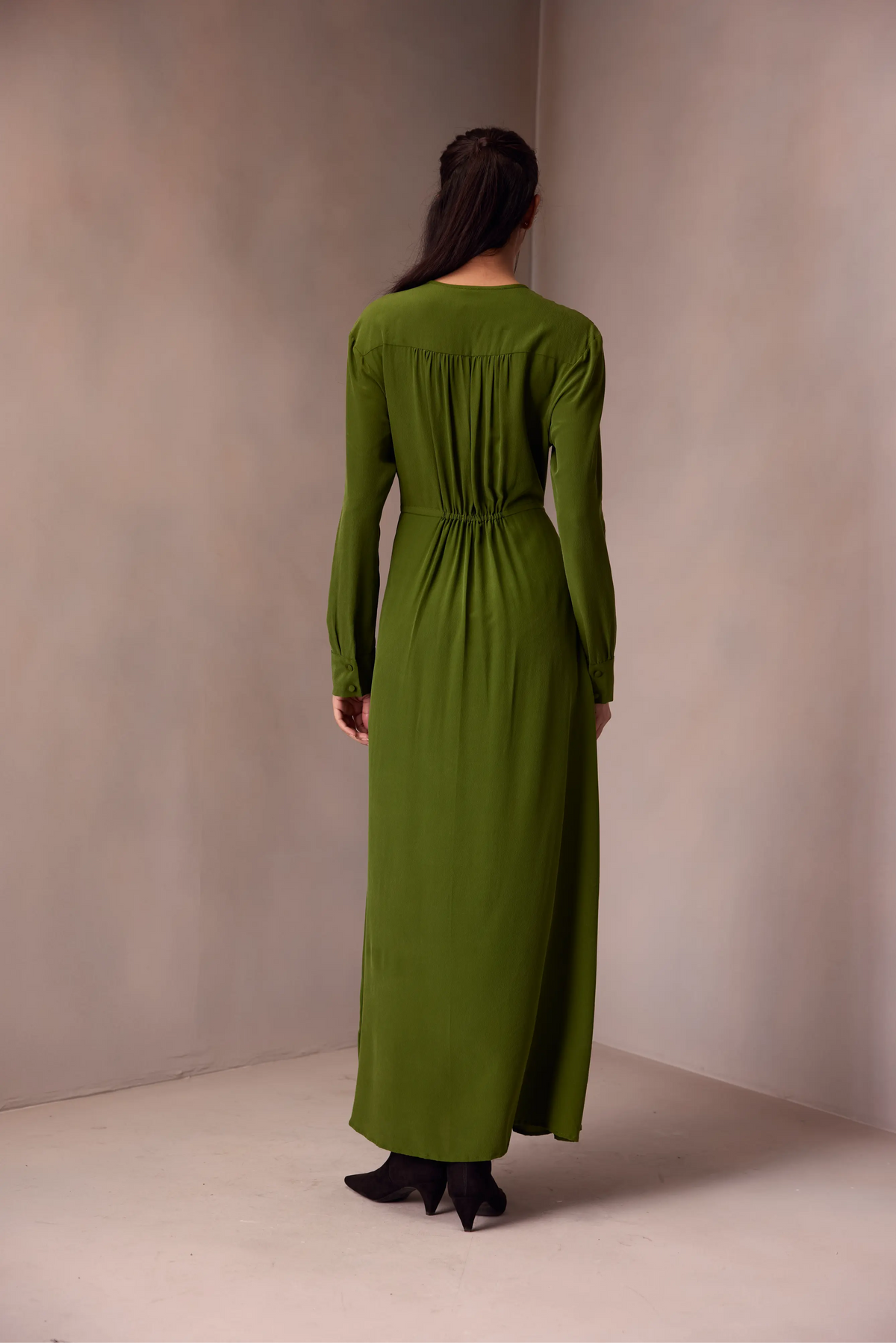 Deeya Midi length Dress In Printed Silk