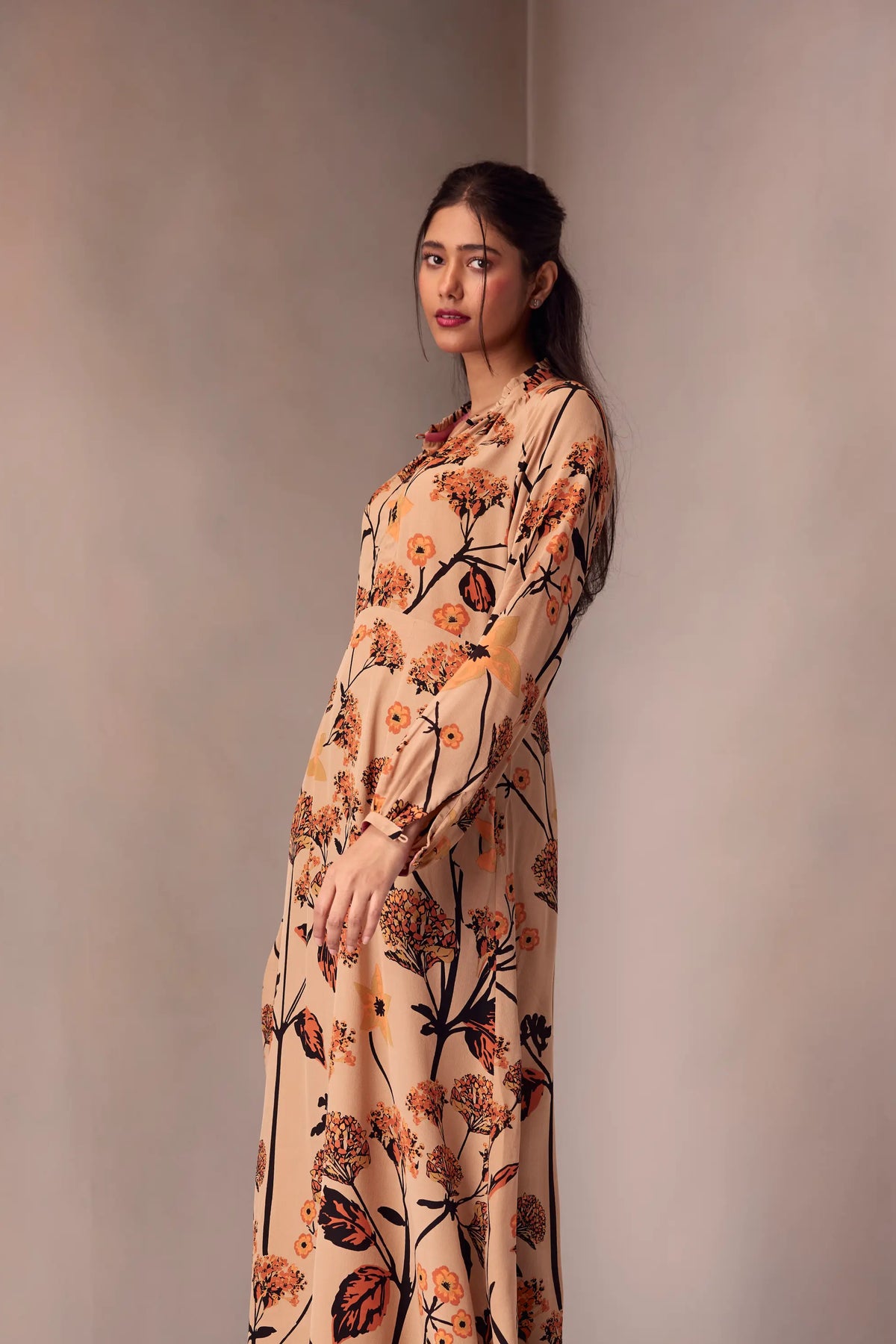 Veena Dress Long In Printed Silk MiDi length