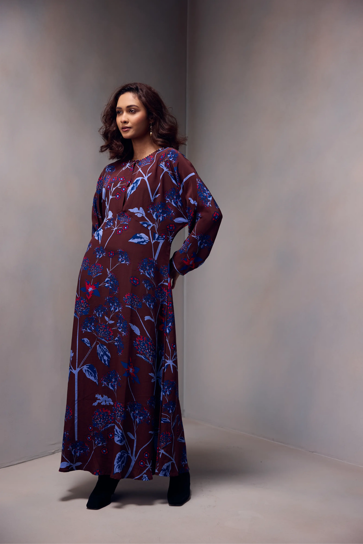 Sevina Dress In  Printed Silk