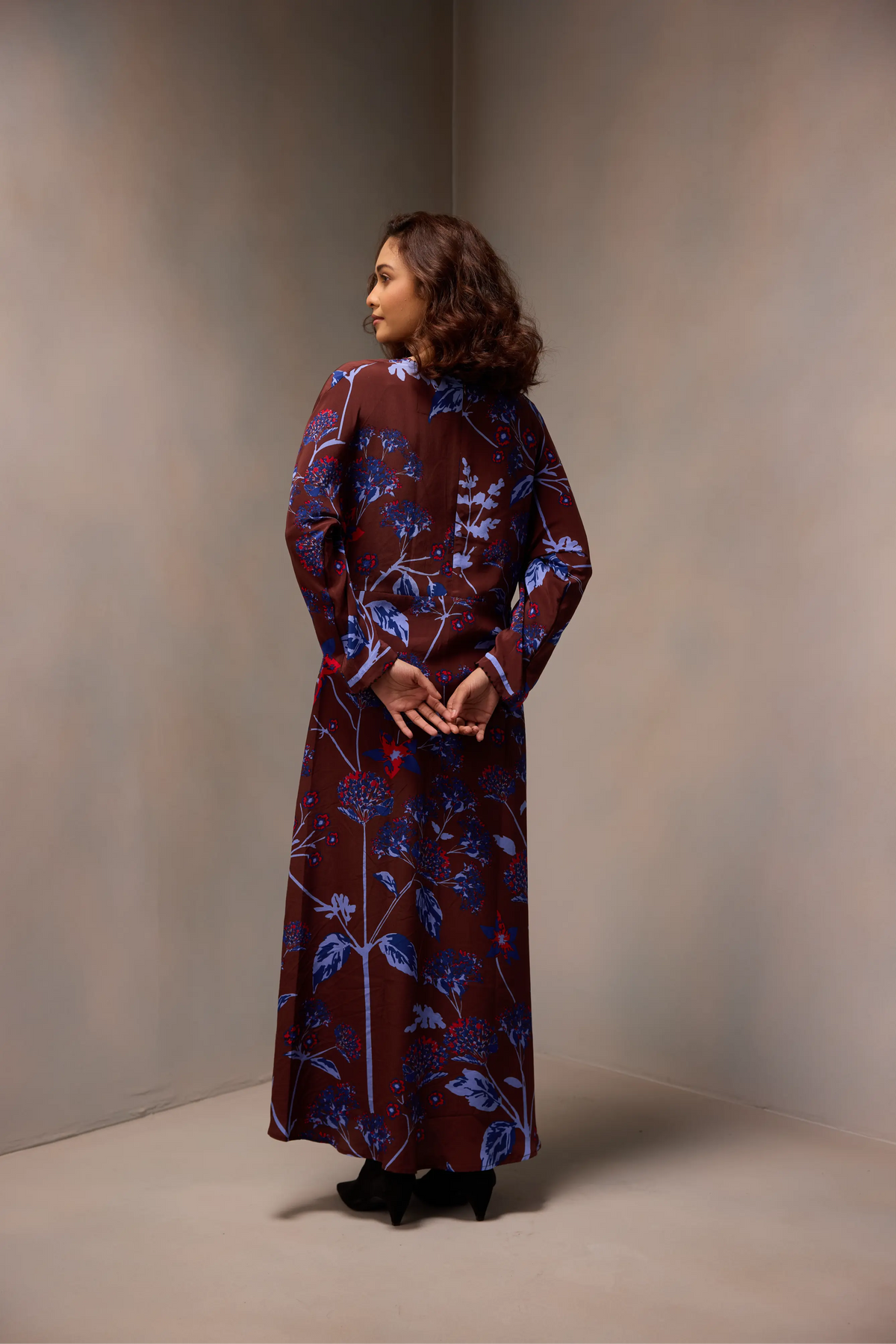 Sevina Dress In  Printed Silk