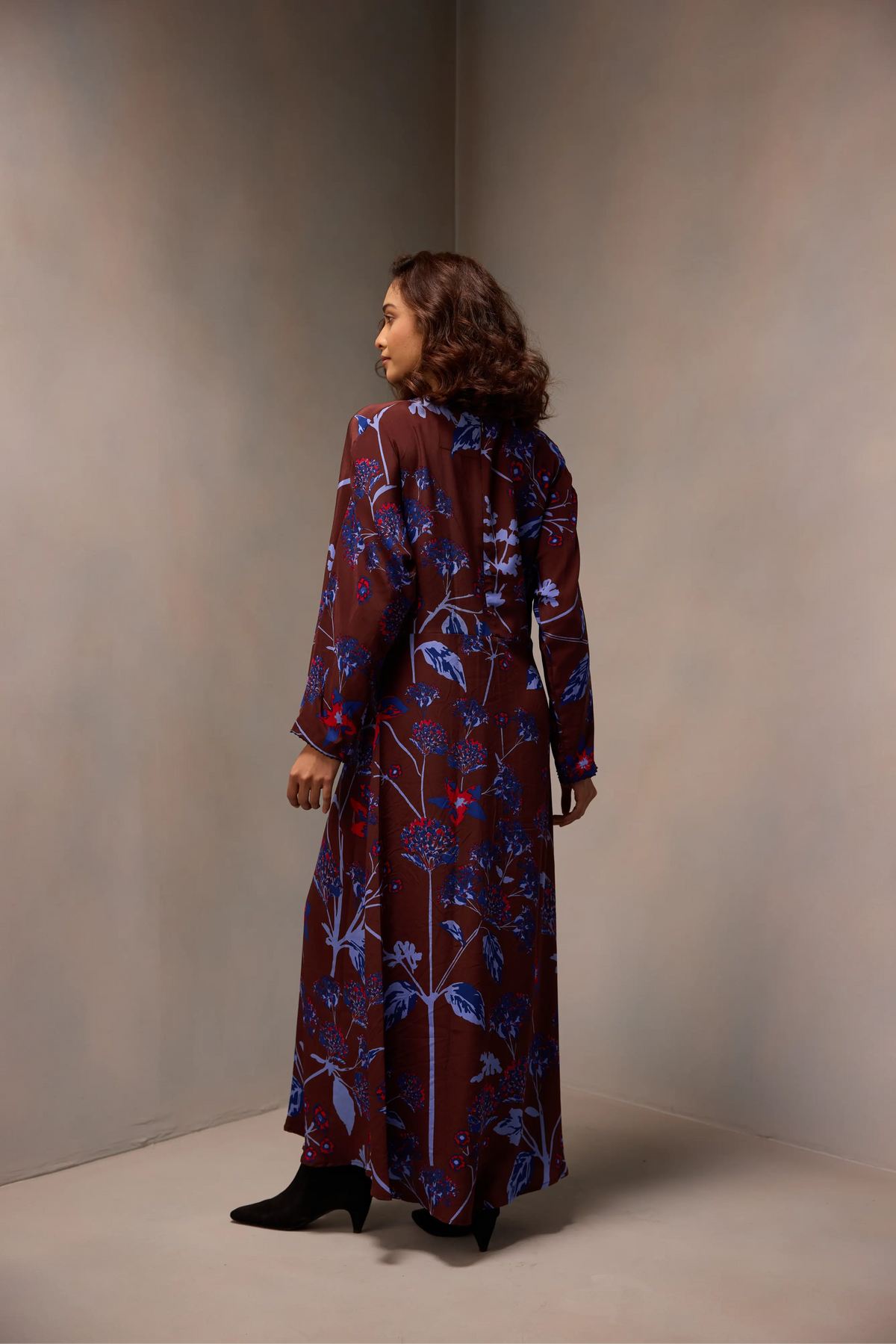 Sevina Dress In  Printed Silk