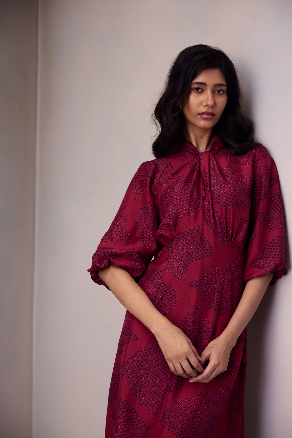 Nikita Dress Long in Printed Silk