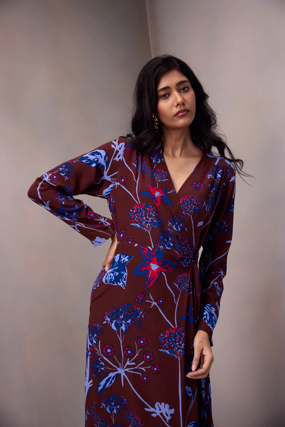 Clara Wrap Dress In Printed Silk