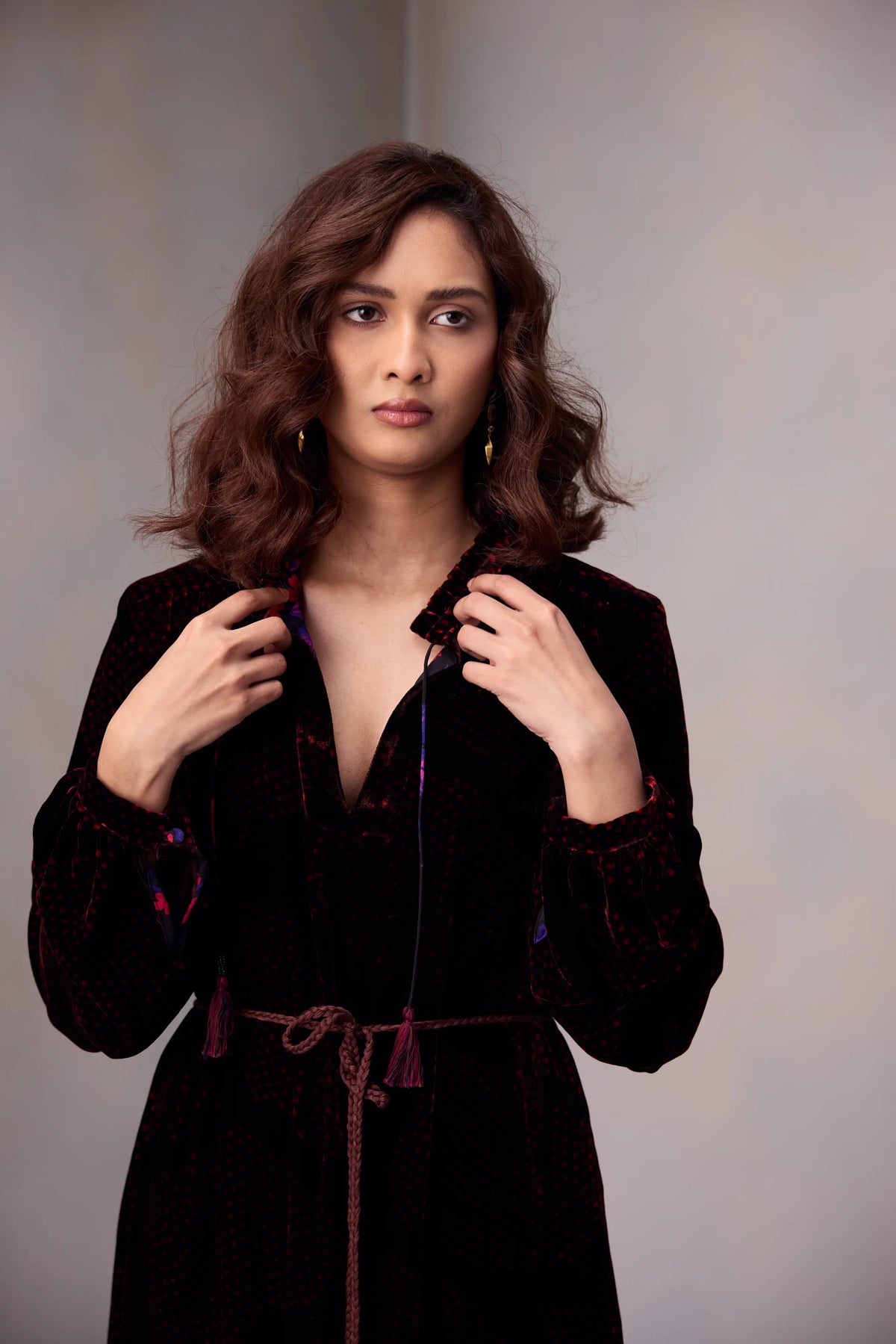 Silvia Shirt Dress In Printed Velvet