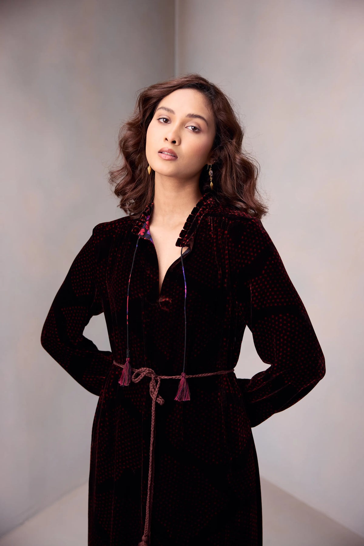 Silvia Shirt Dress In Printed Velvet