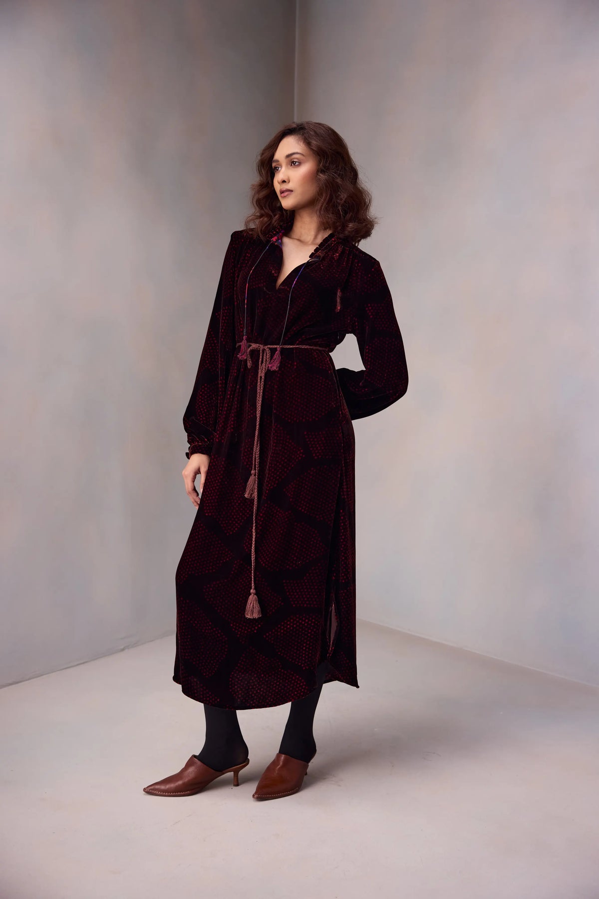Silvia Shirt Dress In Printed Velvet