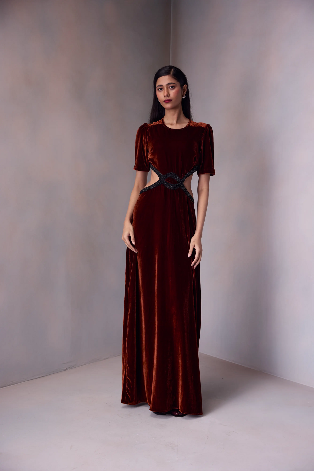 Milee Evening Dress In Printed Velvet