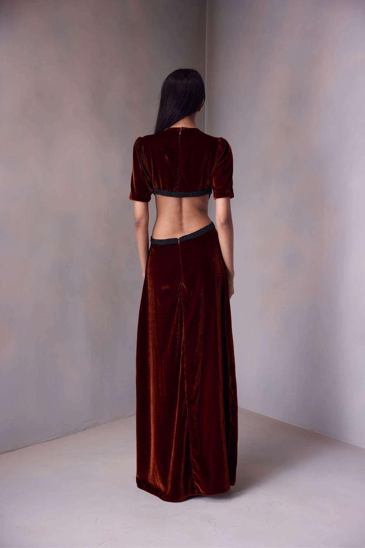 Milee Evening Dress In Printed Velvet