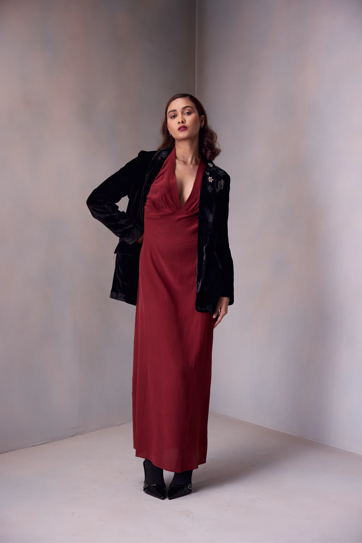 Jasmine Blazer With Brooches Emb.