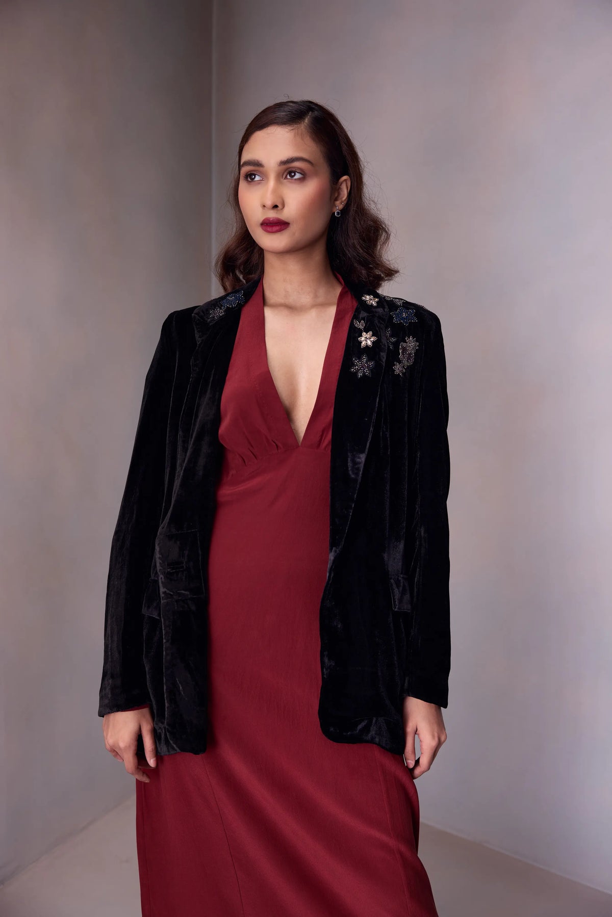 Jasmine Blazer With Brooches Emb.