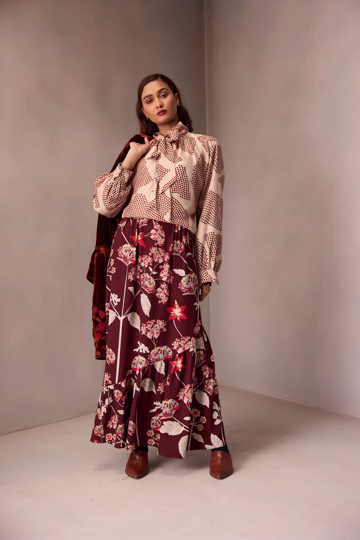 Victoria Skirt In Printed Silk
